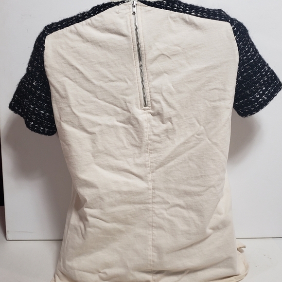 J Crew Cream & Black Wool Sleeved Blouse - Picture 3 of 5